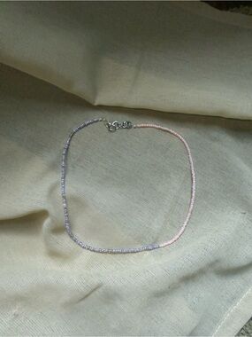 Delicate Two-Tone Pink & Lavender Beaded Necklace